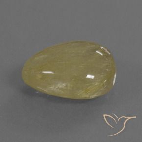 10.83 ct Yellow Rutile Quartz Stone, Natural Rutile Quartz in Pear Cabochon Shape for Sale