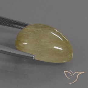 Rutile Quartz Gemstone in 16.2 x 13.3 mm Size for Sale, Rutile Quartz Stone in Light Yellow Color