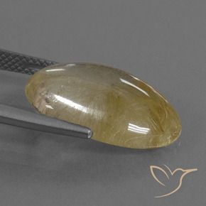 Rutile Quartz Gemstone in 18.9 x 11.4 mm Size for Sale, Rutile Quartz Stone in Warm Yellow Color
