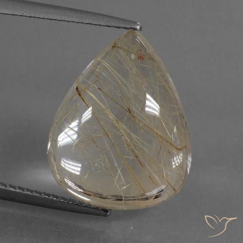 10.54ct Natural Light Brown Rutile Quartz, Pear Shape, Transparent