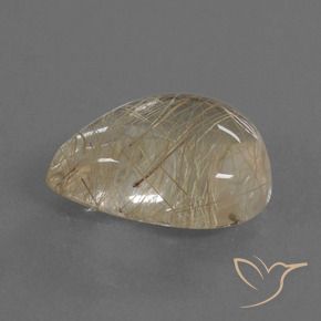 10.54 ct Brown Rutile Quartz Stone, Natural Rutile Quartz in Pear Cabochon Shape for Sale
