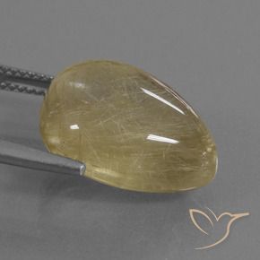 Rutile Quartz Gemstone in 17.5 x 13.7 mm Size for Sale, Rutile Quartz Stone in Light Dijon Yellow Color