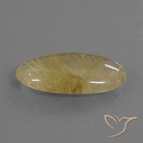 12.70 ct Yellow Rutile Quartz Stone, Natural Rutile Quartz in Oval Cabochon Shape for Sale