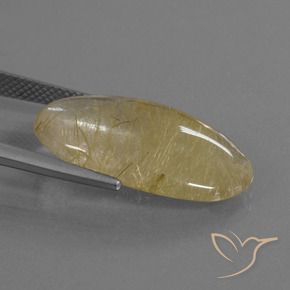 Rutile Quartz Gemstone in 24 x 13.8 mm Size for Sale, Rutile Quartz Stone in Medium Yellow Color
