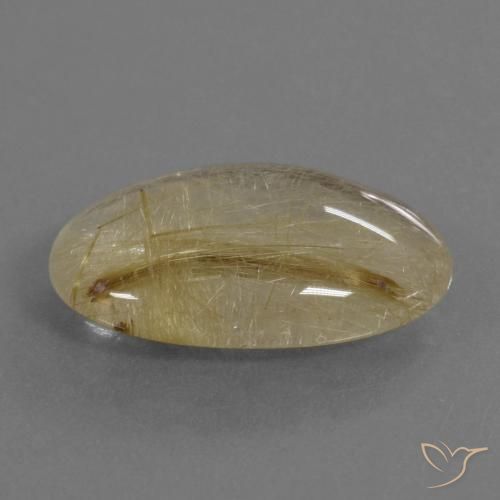 10.01 ct Yellow Rutile Quartz Stone, Natural Rutile Quartz in Oval Cabochon Shape for Sale
