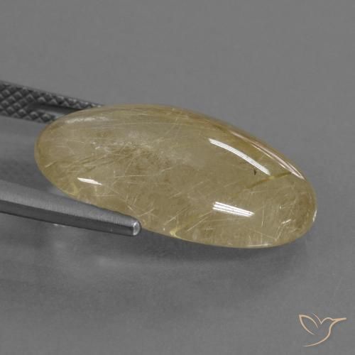 Rutile Quartz Gemstone in 19.6 x 13.1 mm Size for Sale, Rutile Quartz Stone in Dijon Yellow Color