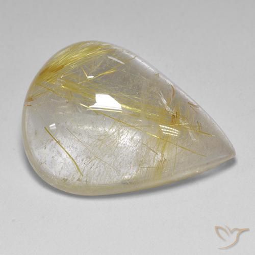 12.23ct Natural Earthy Yellow Rutile Quartz, Pear Shape, Transparent