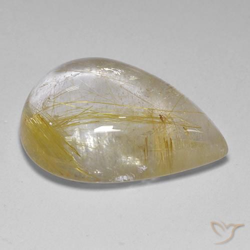 Rutile Quartz Gemstone in 19.3 x 13.8 mm Size for Sale, Rutile Quartz Stone in Earthy Yellow Color