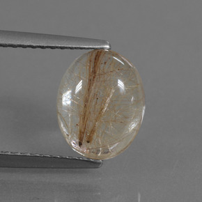 Very Light Tawny Brown Рутиловый Кварц Камень - 2.5ct Овал Кабошон (ID: 448958)