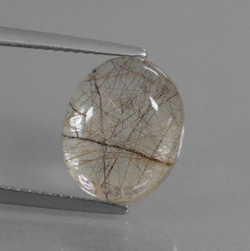 Light Brown Rutile Quartz Gem - 5.3ct Oval Cabochon (ID: 448974)