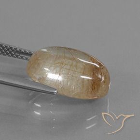 Rutile Quartz Gemstone in 14 x 10 mm (calibrated) Size for Sale, Rutile Quartz Stone in Warm Brown Color