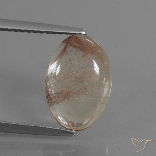 3.64 ct White Rutile Quartz Gemstone, Rutile Quartz Gem in Oval Cabochon Shape for Sale.