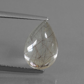 Marrón claro Cuarzo Rutilado Gema - 4.1ct Cabujón Pera (ID: 448981)