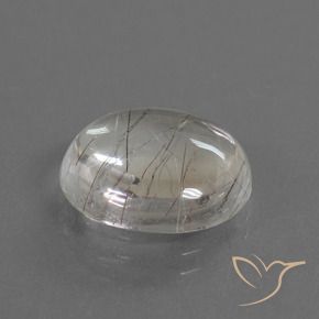 6.17 ct White Rutile Quartz Stone, Natural Rutile Quartz in Round Cabochon Shape for Sale