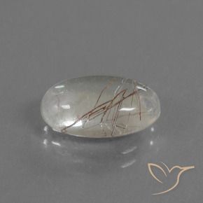 3.08 ct White Rutile Quartz Stone, Natural Rutile Quartz in Oval Cabochon Shape for Sale