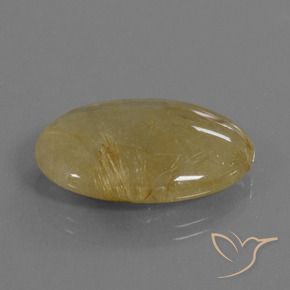 17.69 ct Golden Rutile Quartz Stone, Natural Rutile Quartz in Oval Cabochon Shape for Sale