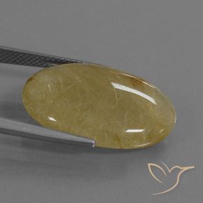Rutile Quartz Gemstone in 23.7 x 17.1 mm Size for Sale, Rutile Quartz Stone in Golden-Yellow Color