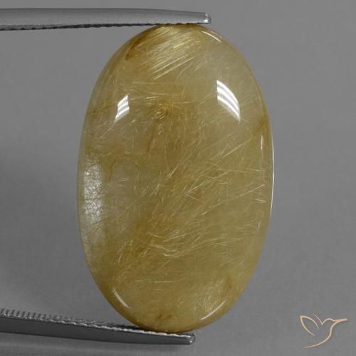 19.01ct Natural Dijon Yellow Rutile Quartz, Oval, Translucent