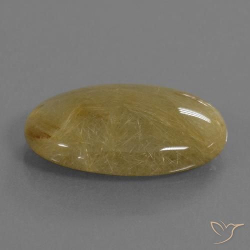 19.01 ct Yellow Rutile Quartz Stone, Natural Rutile Quartz in Oval Cabochon Shape for Sale