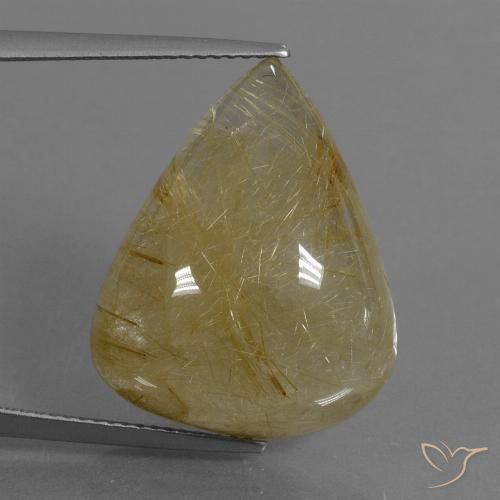 24.63ct Natural Light Yellow Rutile Quartz, Pear Shape, Translucent