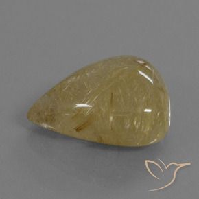 24.63 ct Yellow Rutile Quartz Stone, Natural Rutile Quartz in Pear Cabochon Shape for Sale