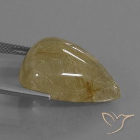 Rutile Quartz Gemstone in 22.3 x 18.1 mm Size for Sale, Rutile Quartz Stone in Light Yellow Color