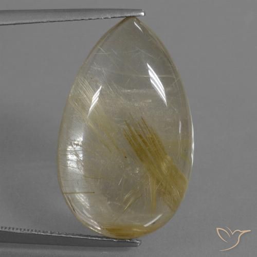 21.47ct Natural Light Yellow Rutile Quartz, Pear Shape, Transparent