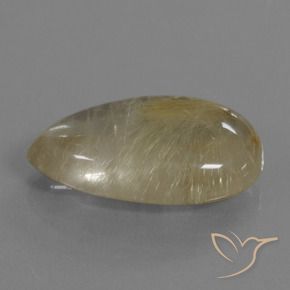 21.47 ct Yellow Rutile Quartz Stone, Natural Rutile Quartz in Pear Cabochon Shape for Sale
