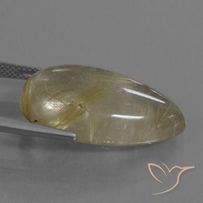Rutile Quartz Gemstone in 25.3 x 15.5 mm Size for Sale, Rutile Quartz Stone in Light Yellow Color