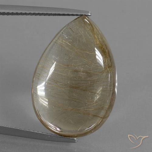 23.03 ct Pear Rutile Quartz, 23.7 x 16.4 mm From India, Photo A