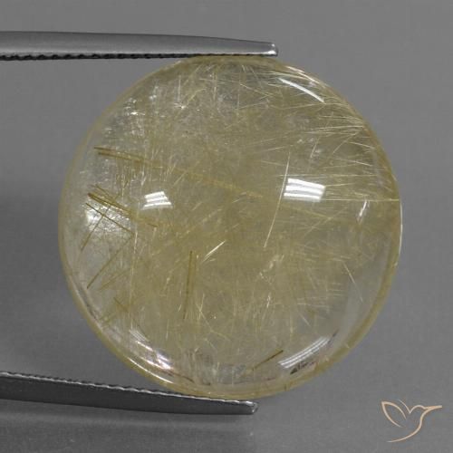 30.09ct Natural Light Yellow Rutile Quartz, Round, Transparent