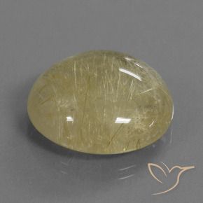 30.09 ct Yellow Rutile Quartz Stone, Natural Rutile Quartz in Round Cabochon Shape for Sale