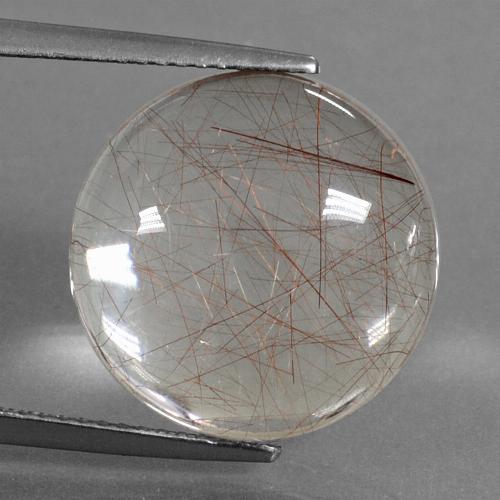 Clear with Copper Rutilquarz Edelstein - 12.8ct Rund Cabochon (ID: 449074)