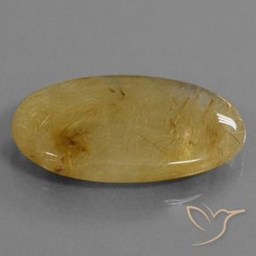 39.16 ct Golden Rutile Quartz Stone, Natural Rutile Quartz in Oval Cabochon Shape for Sale
