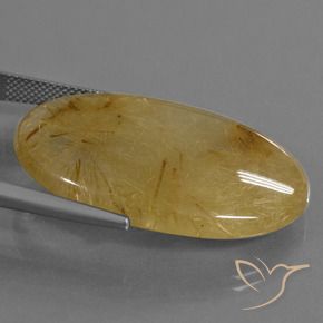 Rutile Quartz Gemstone in 34.4 x 23.4 mm Size for Sale, Rutile Quartz Stone in Golden-Yellow Color