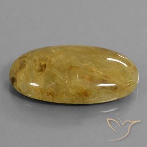 52.73 ct Yellow Rutile Quartz Stone, Natural Rutile Quartz in Oval Cabochon Shape for Sale