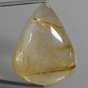 60.37 ct Golden Rutile Quartz Gemstone, Rutile Quartz Gem in Pear Cabochon Shape for Sale.