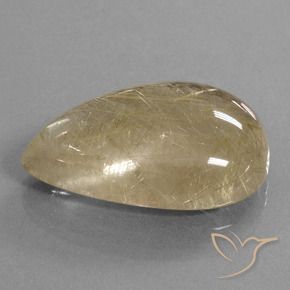 34.22 ct Yellow Rutile Quartz Stone, Natural Rutile Quartz in Pear Cabochon Shape for Sale