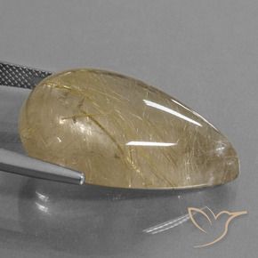 Rutile Quartz Gemstone in 28.3 x 19.9 mm Size for Sale, Rutile Quartz Stone in Warm Yellow Color