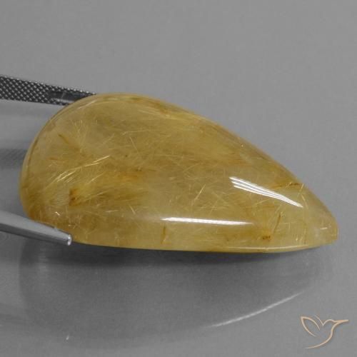 Rutile Quartz Gemstone in 42.4 x 35.3 mm Size for Sale, Rutile Quartz Stone in Golden-Yellow Color