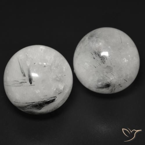 27.41 ctw White Rutile Quartz Stones, Natural Rutile Quartz in Drilled Sphere Shape for Sale