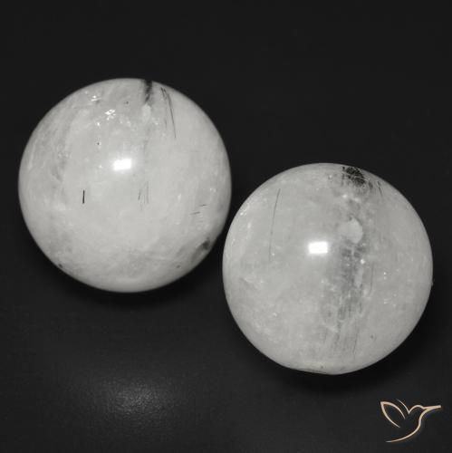 Rutile Quartz Gemstones in 13 mm (calibrated) Size for Sale, Rutile Quartz Stones in Clear with Black Color