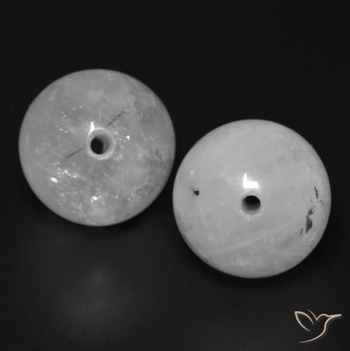25.19 ctw White Rutile Quartz Stones, Natural Rutile Quartz in Drilled Sphere Shape for Sale