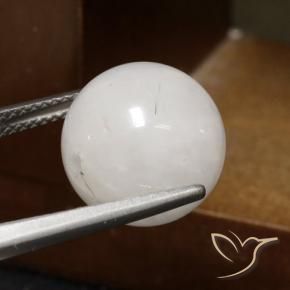 Rutile Quartz Gemstone in 12 mm (calibrated) Size for Sale, Rutile Quartz Stone in Grayish White Color