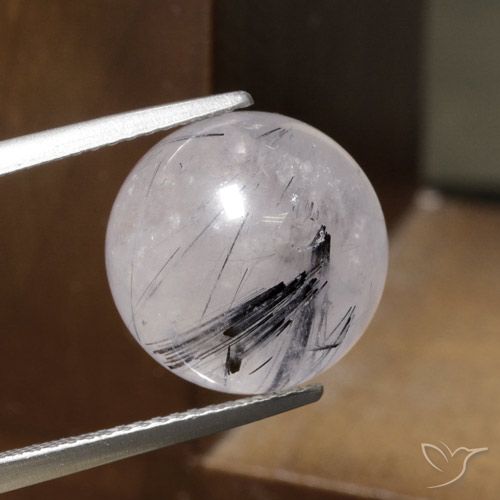 14.19 ct Drilled Sphere Rutile Quartz, 12.8 mm From India, Photo A