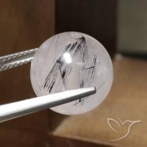 14.19 ct White Rutile Quartz Stone, Natural Rutile Quartz in Drilled Sphere Shape for Sale