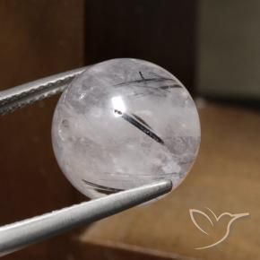 Rutile Quartz Gemstone in 13 mm (calibrated) Size for Sale, Rutile Quartz Stone in Clear with Black Color