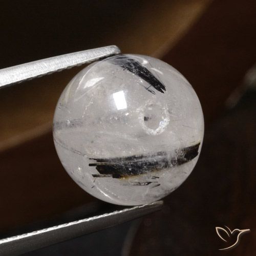 12.31ct Natural Clear with Black Rutile Quartz, Sphere / Ball, Translucent