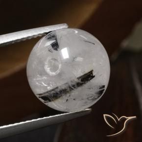 Rutile Quartz Gemstone in 12 mm (calibrated) Size for Sale, Rutile Quartz Stone in Clear with Black Color