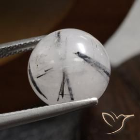 Rutile Quartz Gemstone in 12 mm (calibrated) Size for Sale, Rutile Quartz Stone in Clear with Black Color